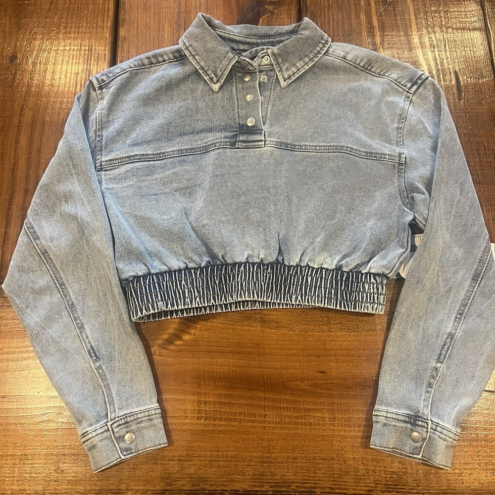 Vanilla Star Jeans Denim Cropped Denim Blue‎ Jean Jacket Size XS NWT